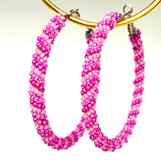 Tricolor Pink Hooped Earrings